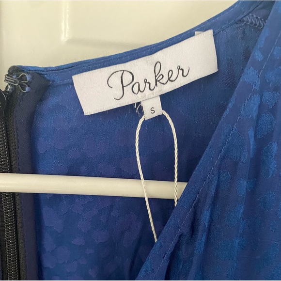 Parker Cobalt Blue Leopard Print Wrap Dress - Picture 6 of 7